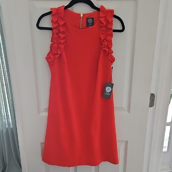 Vince Camuto Dresses & Skirts - Vince Camuto Elegant Red-Orange Sleeveless Dress
